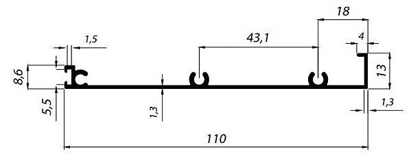 Perfil De Alumínio Equivalente À Linha Integrada Mn002 - Barra Com 6Mts - Várias Cores