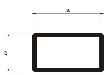 Tubo Retangular 20 X 30Mm C/ Raio - No Natural Cru - Barra Com 6Mts - Pacote Com 65 Barras (Cód. Tg-014)