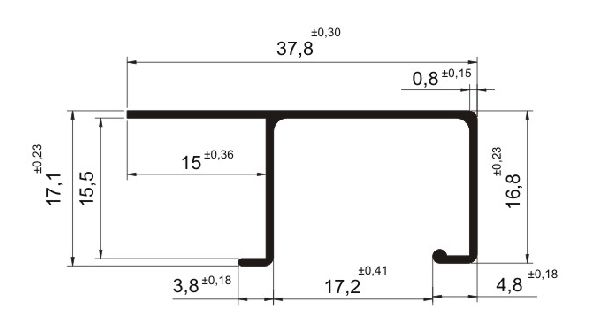 Perfil De Alumínio Puxador Duplo Junior C/ Encaixe Para Mdf 15Mm - Várias Cores - Barra Com 6Mts (Mv-024)