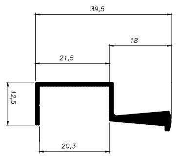 Perfil De Alumínio Puxador P/ Moldura De Vidro Ou Mdf 20Mm - Várias Cores -  Barra Com 6Mts (Mv-090)