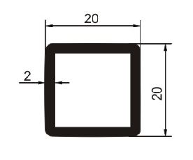 Tubo Quadrado Com Raio 20 X 2Mm - Natural Cru - Barra Com 6 Metros - Pacote Fechado