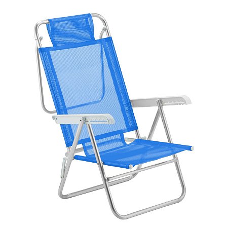 Cadeira de Praia Reclinável Espreguiçadeira Azul - lojavirtualamvc Fábrica  de Cadeira de Praia Alumínio Personalizada
