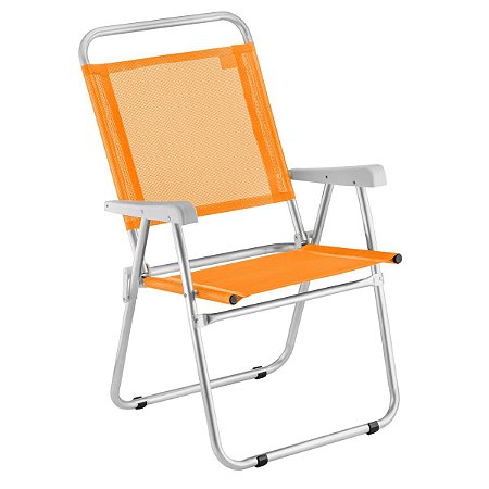 CADEIRA DE PRAIA ENCOSTO ALTO ALUMINIO SUN PLUS LARANJA