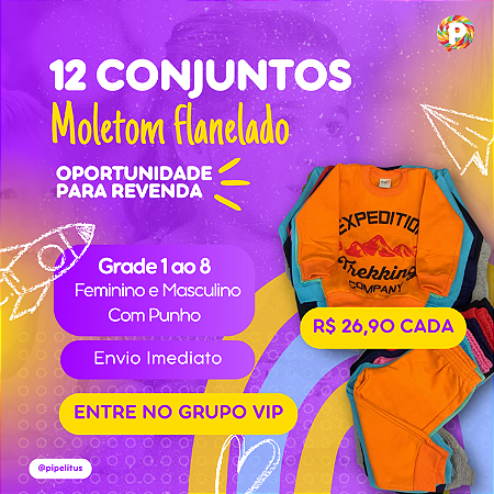Kit atacado Conjunto Moletom Flanelado Feminino e Masculino Duplo J