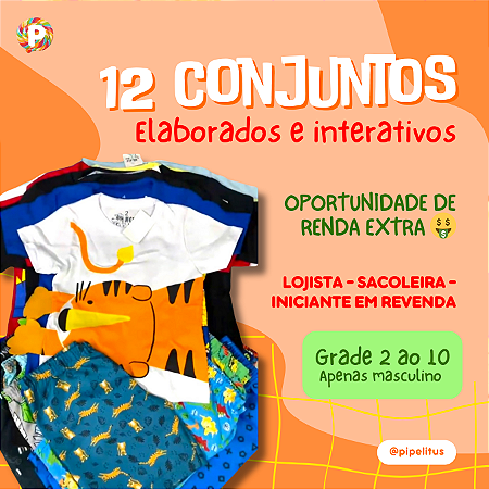 Kit atacado Conjunto Infantil de Verão Masculino Jaca Kids 2 ao 10