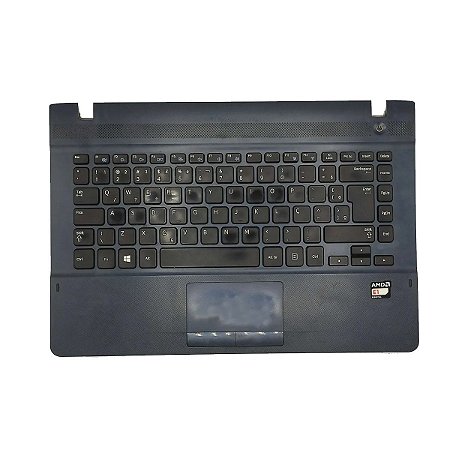 Carcaça Base Superior Com Teclado Notebook Samsung Np275e4e Np270e4e Preto Azulado