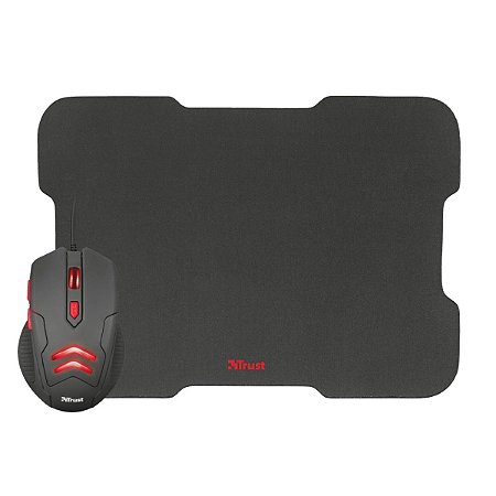Kit Mouse Gamer Mouse Pad Gamer Trust Ziva 6 Botões 1000dpi