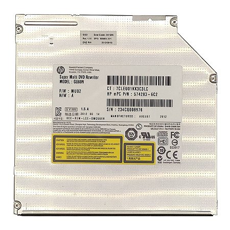 Gravador De Dvd Slim 9.5mm Gu60n Para Notebook Dell Latitude E6330 Hp Elitebook 2570p