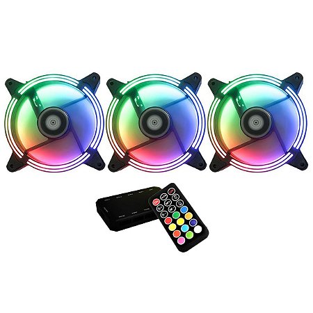 Kit Cooler Gamer Para Gabinete 3 Fans Rise Mode Tornado 5v