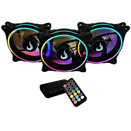 Kit Cooler Gamer Para Gabinete 3 Fans Rise Mode Laser 5v