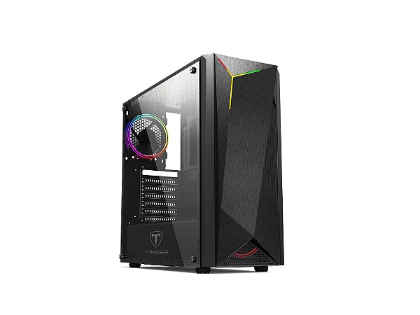 Gabinete Gamer Rgb Mid Tower T-Dagger Pg28b Preto Acrílico