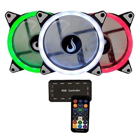 Kit Cooler 3 Fan 120mm Rise Mode Rgb Smart Com Controladora