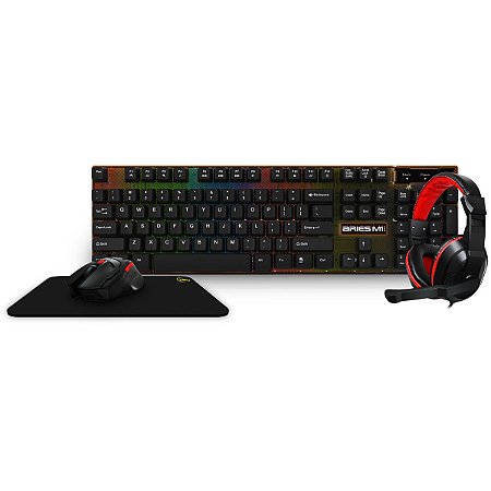 Teclado e Mouse Gamer Com Headset e Mousepad Aries M1 Lite