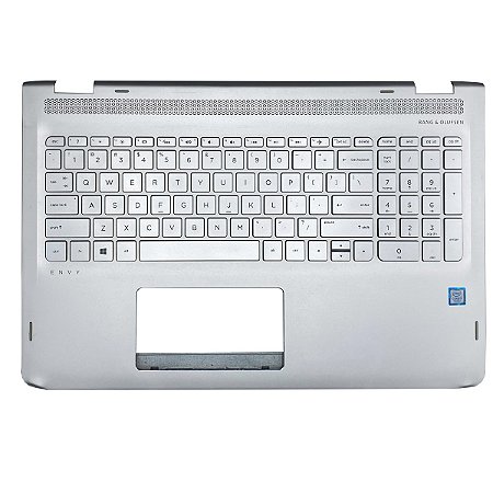 Carcaça Base Superior Com Teclado Inglês/Us Notebook Hp Envy X360 M6-aq105dx Prata Com Iluminação - Detalhe