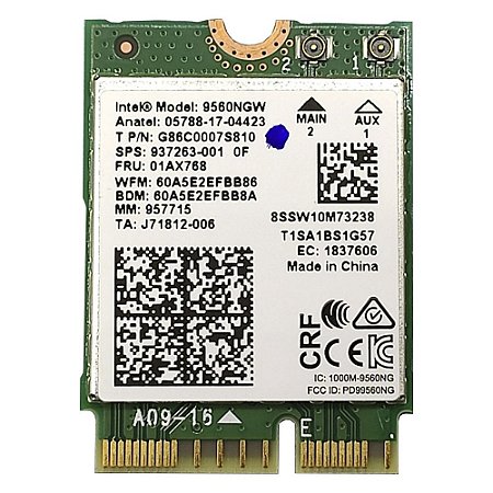 Placa Wifi Dual Band 5ghz Bluetooth 5.0 Intel Ac 9560 9560NGW