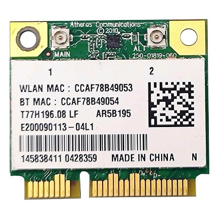 Placa Wifi 2.4Ghz Bluetooth 3.0 Atheros Ar5b195 Para Notebook