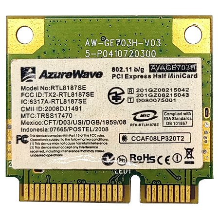 Placa Wifi 2.4Ghz Azurewave aw-ge703h Para Notebook