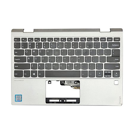 Carcaça Superior Com Teclado Ingles Notebook Lenovo Yoga 720-12ikb Prata Com Furo Biometria