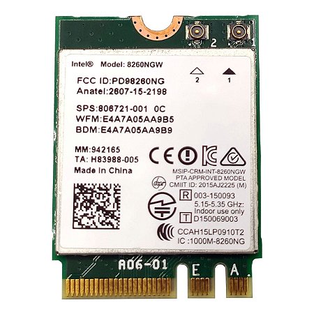 Placa Wifi 5Ghz Intel Dual Band 8260ngw Para Notebook Hp Elitebook 840 G3