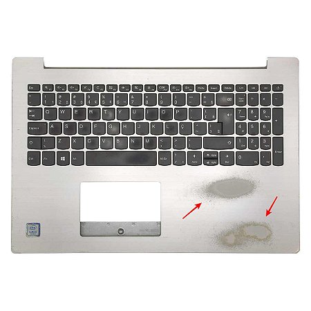 Carcaça Base Superior Com Teclado Notebook Lenovo Ideapad 330-15 320-15 Prata Com Detalhes