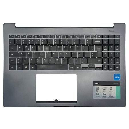 Carcaça Base Com Teclado Pt-br Notebook Samsung Np550xda Cinza Escuro Com Detalhe Sem Touchpad