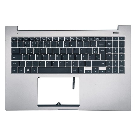 Carcaça Base Com Teclado Pt-br Notebook Samsung Np550xcj Prata Com Detalhe