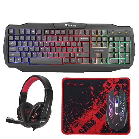 Kit Teclado Headset Mouse Gamer Mousepad Xtrike-Me Cm-406