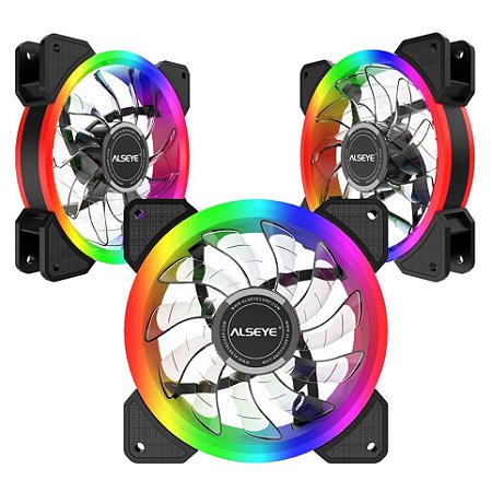 Kit 3 Cooler Fan Alseye D-Ringer Argb 120mm Com Controladora