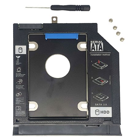 Adaptador Caddy 9,5mm para HD/SSD Lenovo Ideapad 320 e 330 Cinza