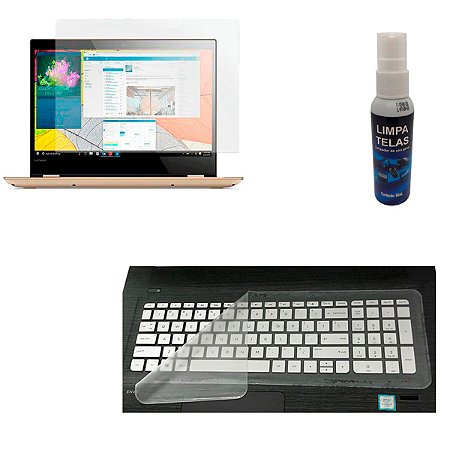 Kit Película Fosca Anti Reflexo + Protetor de Teclado + Limpa Telas para Notebook 15.6'' Polegadas