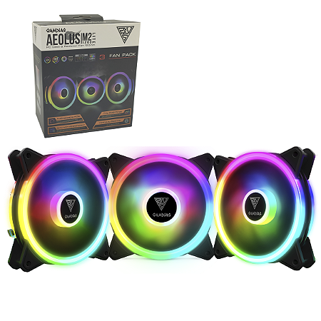Kit 3 Cooler Fan Pc Gamer Rgb Gamdias Aeolus M2 1203 Lite 120mm Para Gabinete