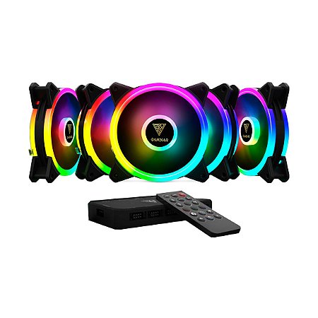 Kit 5 Cooler Fan Pc Gamer Rgb Gamdias Aeolus M2-1205r 120mm