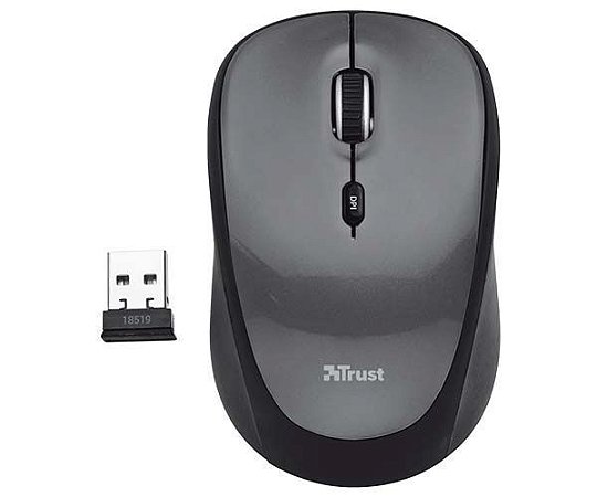 Mouse Sem Fio Wireless Trust Yvi Black 1600dpi Pilha Inclusa