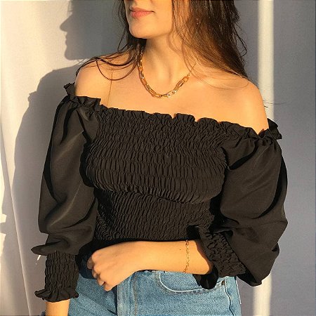 Blusa ciganinha manga bufante Outlet