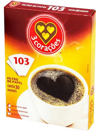 Filtro de Papel 3 Corações 103 30 unidades