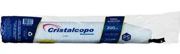 Copo Plástico Cristalcopo Branco 200ml - 100un