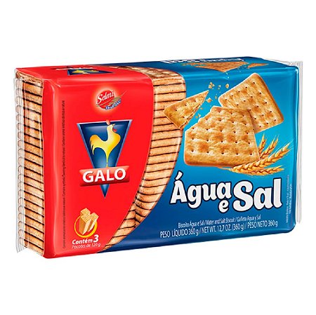 BISCOITO ÁGUA E SAL GALO PACOTE DE 360G