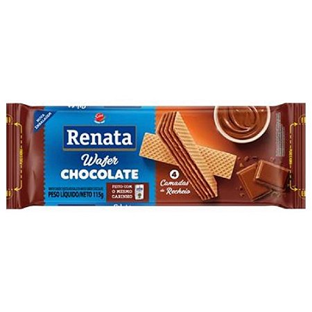BISCOITO WAFER CHOCOLATE RENATA PACOTE DE 115G