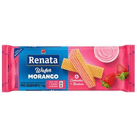 BISCOITO WAFER MORANGO RENATA PACOTE DE 115G