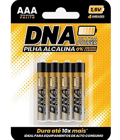 Pilhas Alcalinas DNA Power AAA 4 Unidades