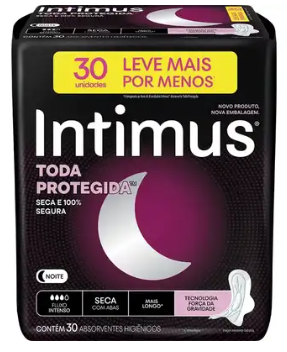 Absorvente Intimus Toda Protegida Noturno Cobertura Seca com Abas - 30un
