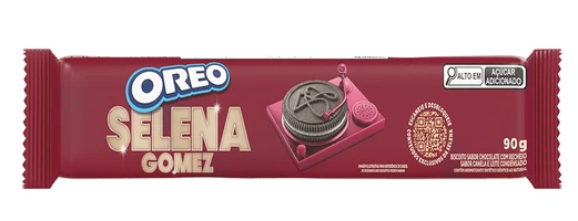 Biscoito Oreo Selena Gomez Chocolate Recheio Canela e Leite Condensado 90g
