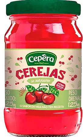 Cerejas Em Calda Vidro 125g - Cepêra - Calda Marasquino