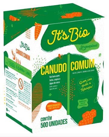 Canudo Biodegradável Strawplast C/ 500 Unidades