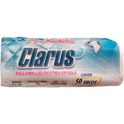 Saco para Lixo Clarus Rolo Branco Pia/Banheiro - 50un