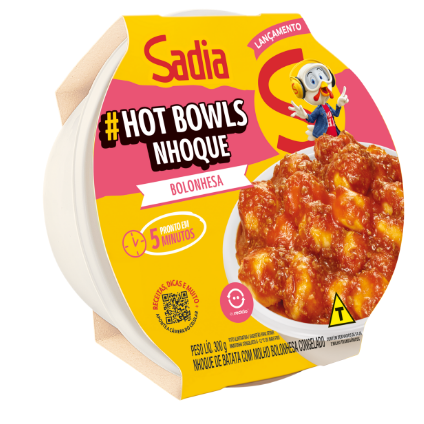 Nhoque Sadia Hot Bowls ao Molho Bolonhesa Congelado Pote 300g