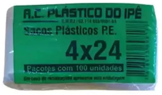 Saco Sacole 4x24 Geladinho IPE Saquinho 100 unidades