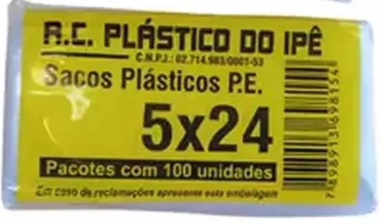 Saco Sacole 5x24 Geladinho IPE Saquinho 100 unidades