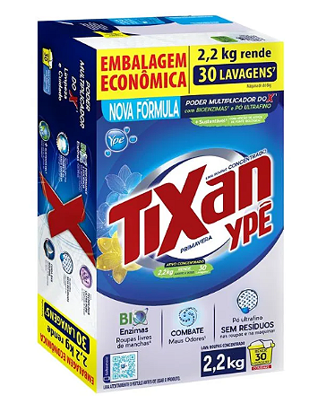 Lava Roupas Pó Tixan Ypê Primavera Caixa Embalagem Econômica 2,2Kg