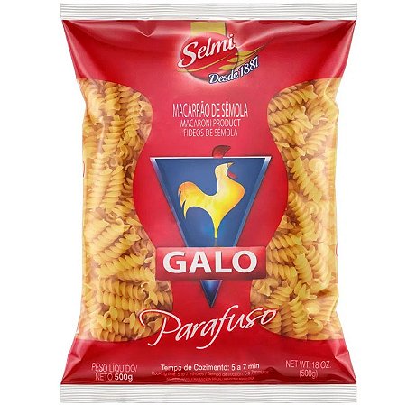 Macarrão Sêmola Parafuso Galo 500g